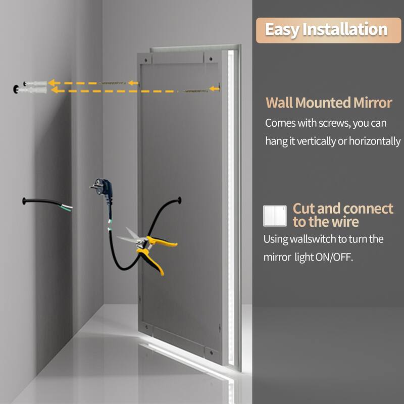 Extra Large Illuminated LED Square Bathroom Mirror Backlit and Front Light