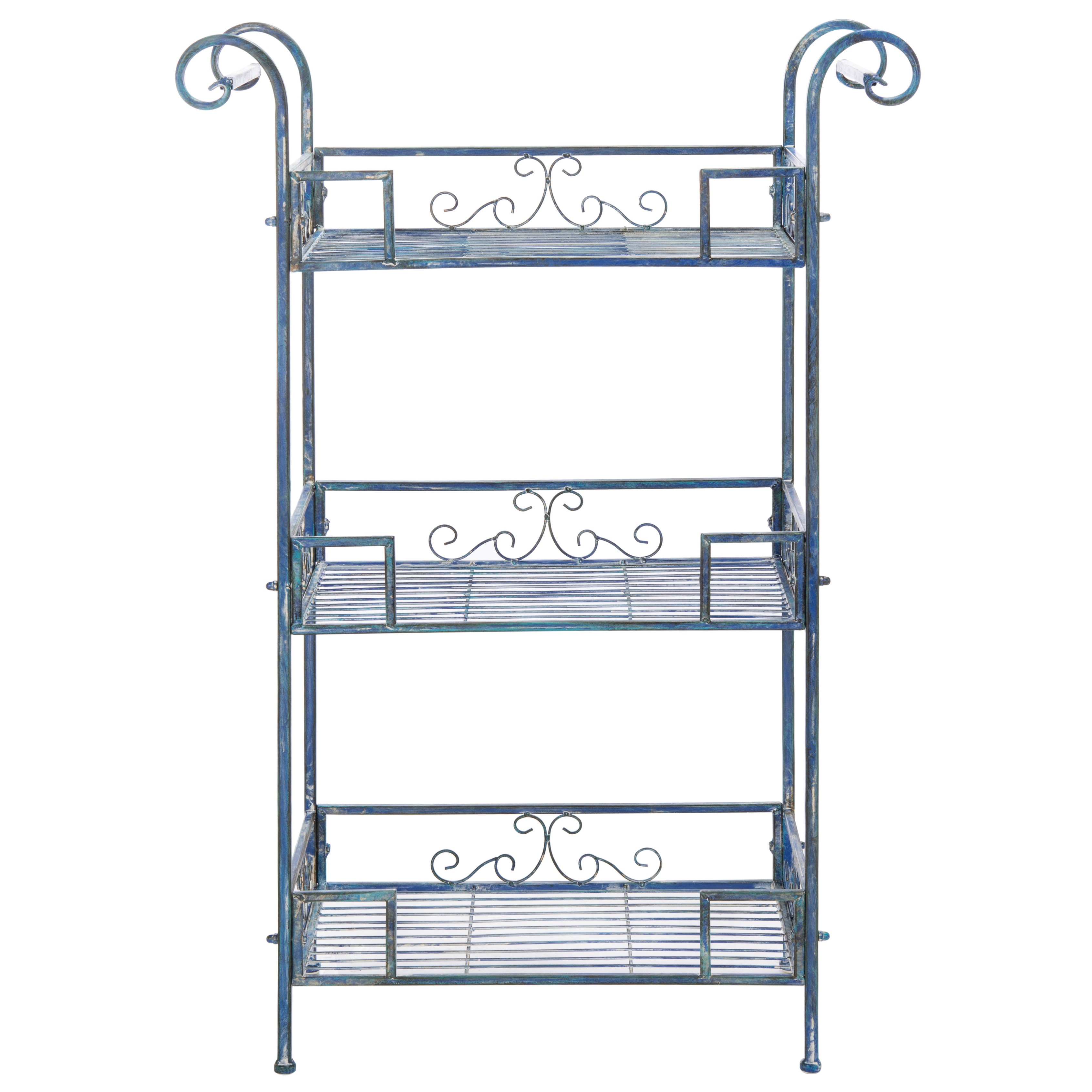 SAFAVIEH Outdoor Abigale Victorian Scroll Iron 3-Tier Shelf - 28