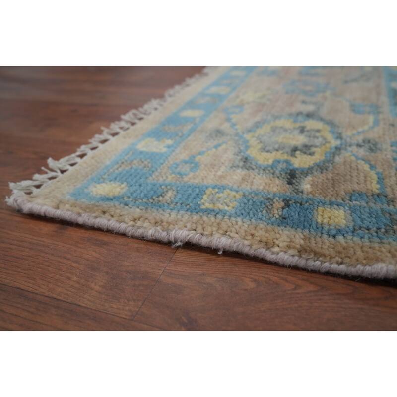Oushak Indian Area Rug Hand-Knotted Transitional Brown Wool Carpet - 8'0" x 9'10" - 8'0" x 9'10" - Brown