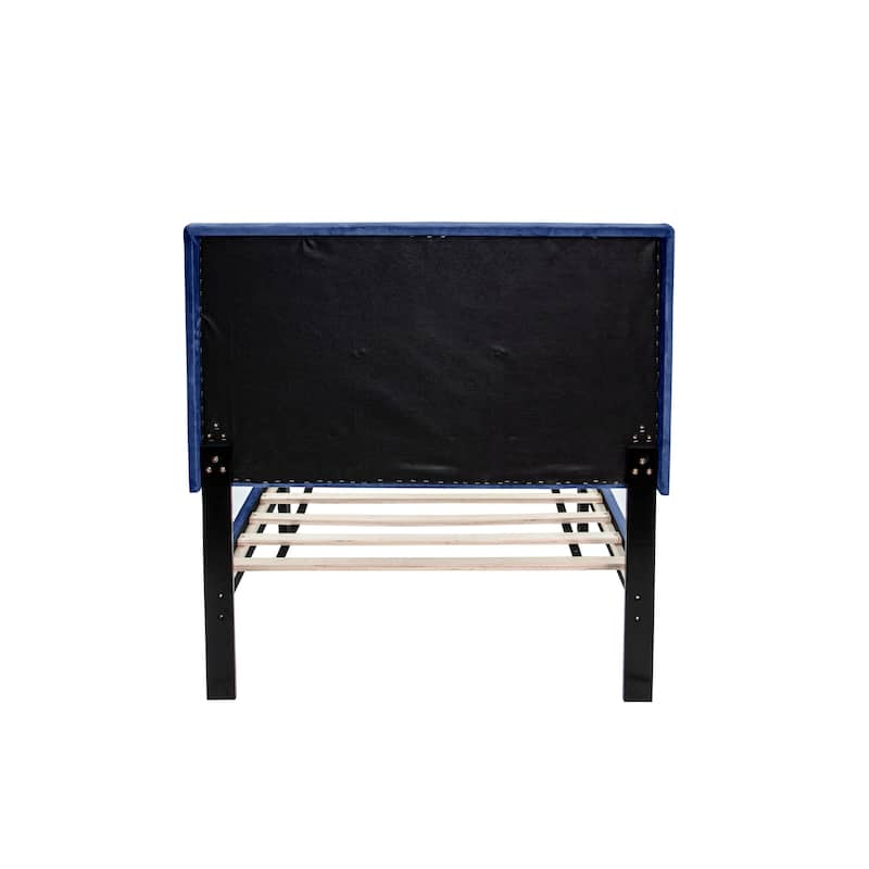Adjustable Velvet Twin Bed with Diamond Stitched Headboard