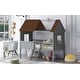 preview thumbnail 15 of 13, Elegant Twin Size Low Loft Wood House Bed with Two Side Windows, Superior Quality & Better Sleeping Environment, Grey+Brown