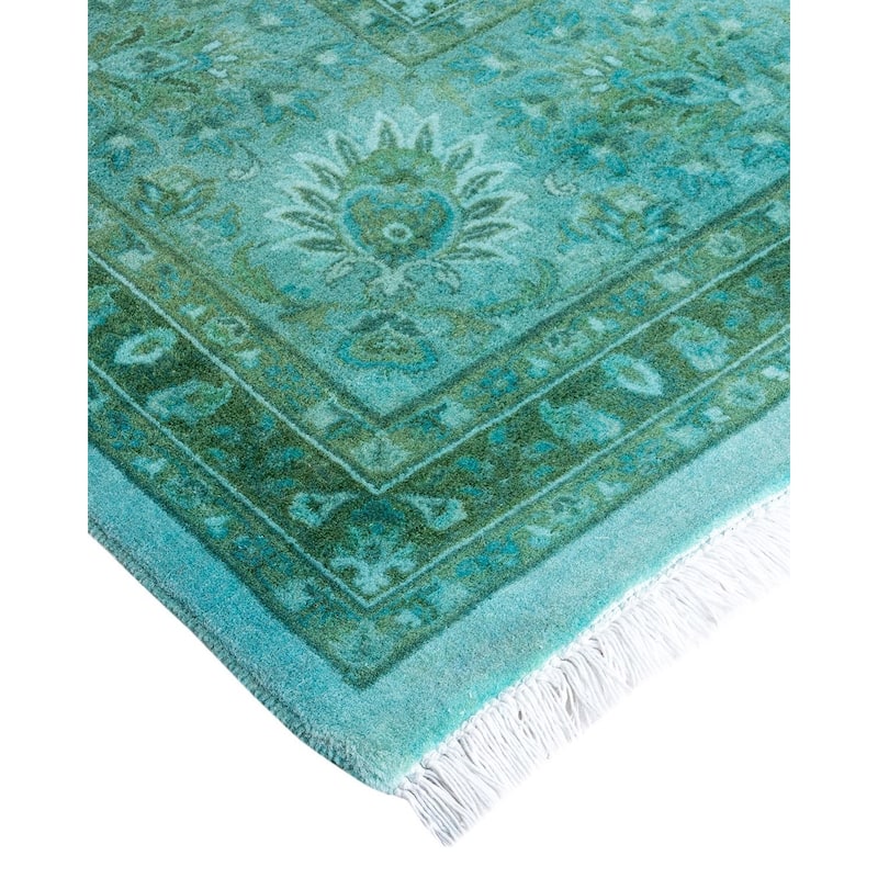 Fine Vibrance, One-of-a-Kind Hand-Knotted Area Rug - Green, 8' 2" x 10' 5" - 8' 2" x 10' 5"