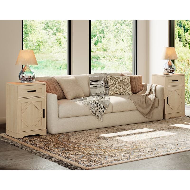 WAMPAT Nightstand with 1 Drawer&1 Door for Bedroom, Living Room