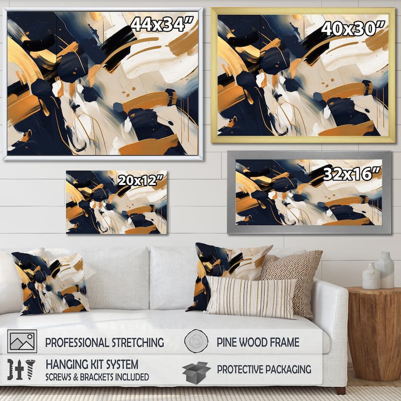 Designart "Abstract Gold And Black Fight" Abstract Shapes Wall Art