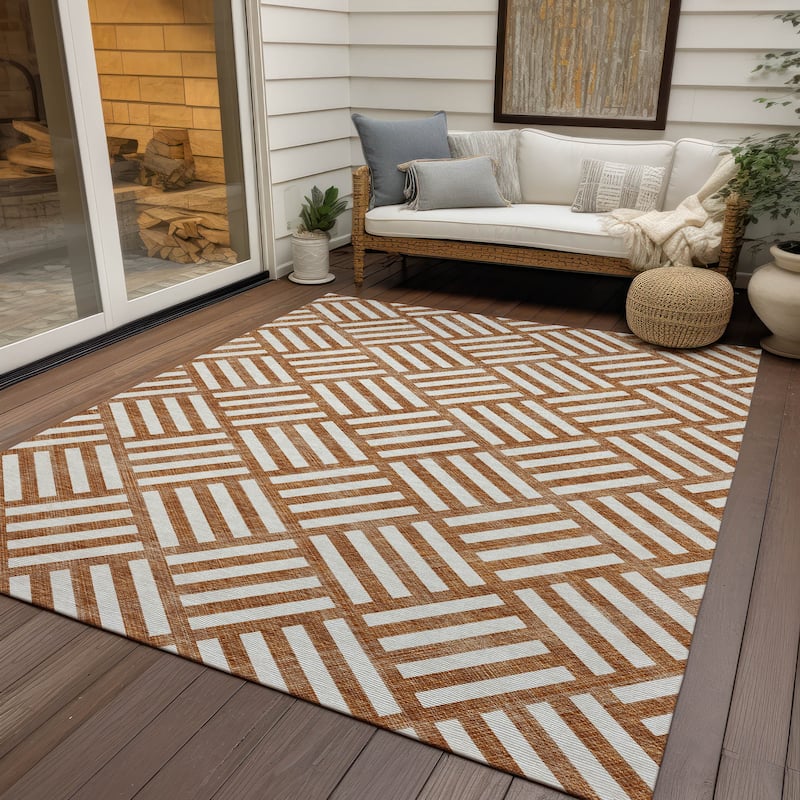 Machine Washable Indoor/ Outdoor Chantille Geo Modern Rug