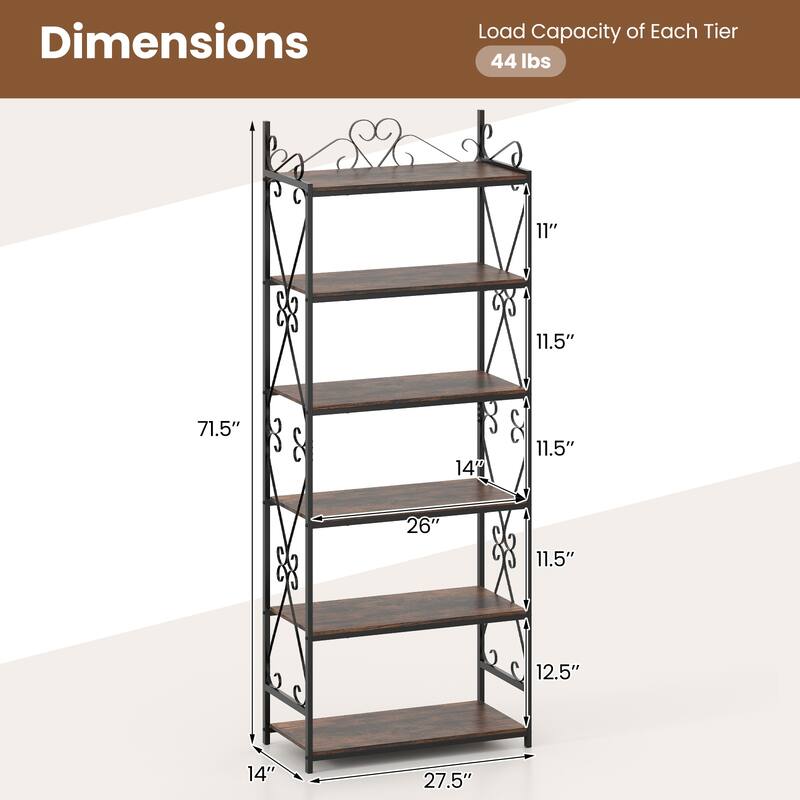 Gymax 2PCS 6-Tier Bookshelf 71.5'' Industrial Tall Bookcase w/ Open - See Details