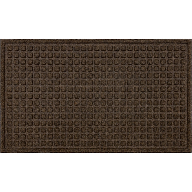 Mohawk Home Waffle Grid Impression Indoor/Outdoor Recycled Rubber All Weather Utility Doormat - 36" x 48" - Waffle Grid Impression Brown
