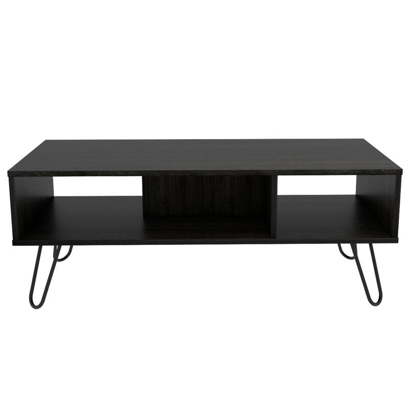 TUHOME Vassel Hairpin Leg Coffee Table with Open Shelves