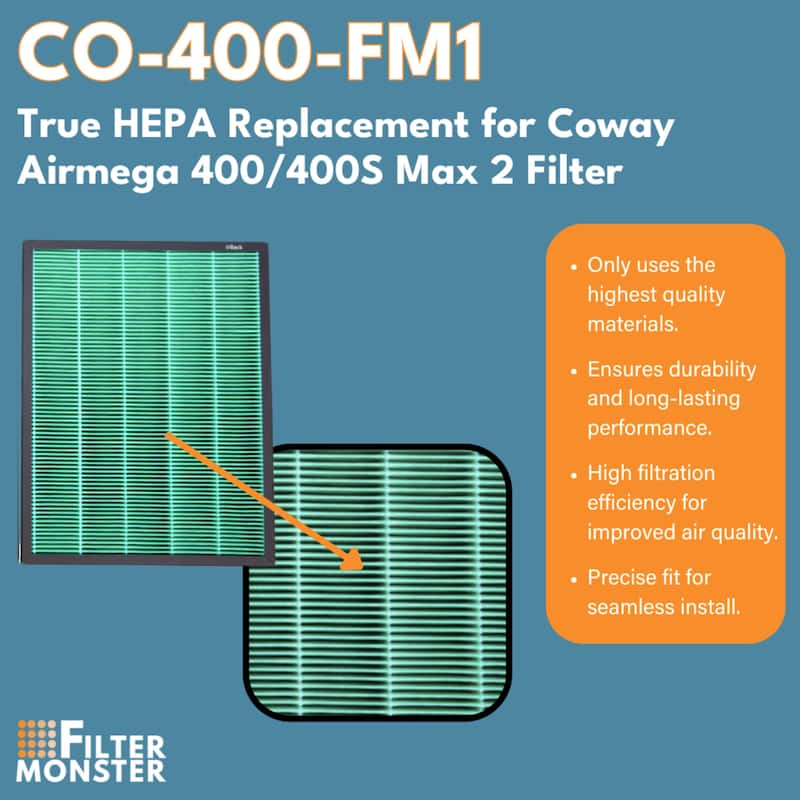 Replacement Compatible with Coway Airmega 400/400S Filter, 2 Pack - Green