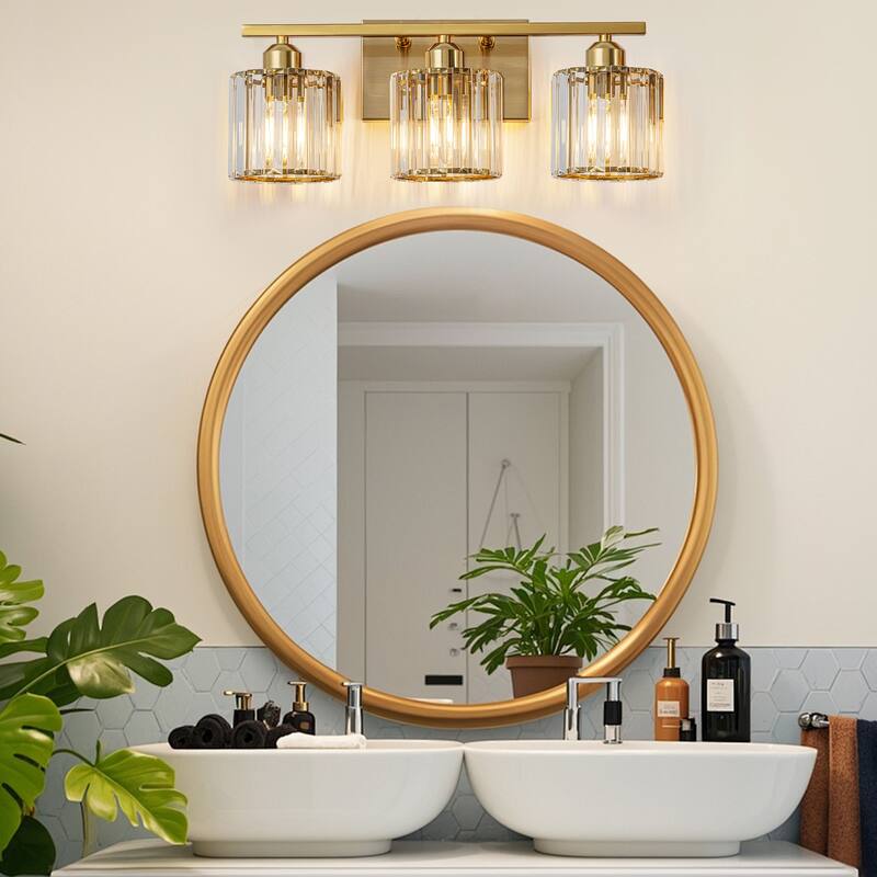 Starsky 3-Light 19inch Modern Bathroom Glass Crystal Vanity Light Wall Sconces