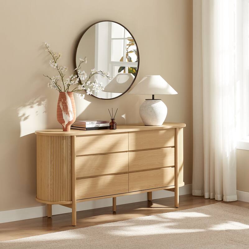 Cadence 6-Drawer Curved Dresser - Oak