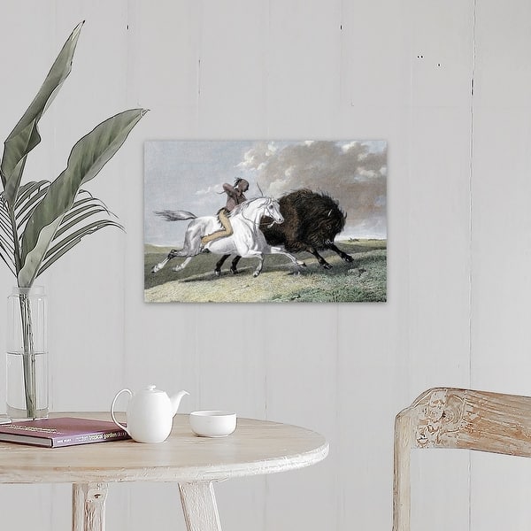 Shop Native American Hunting Buffalo Canvas Wall Art Overstock 16471444