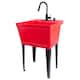 TEHILA Utility Sink Laundry Tub with Black High Arc Faucet and Soap Dispenser - Red