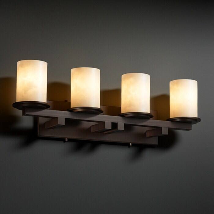 Justice Design Clouds Dakota 4-light Dark Bronze Bath Bar, Clouds Cylinder - Flat Rim Shade - Dark Bronze