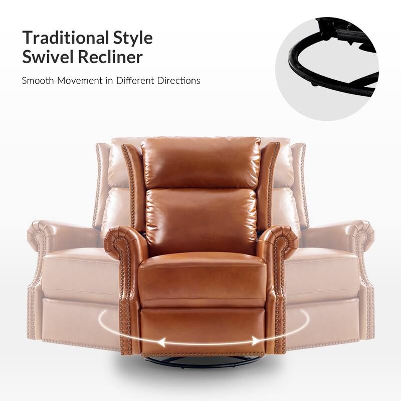 Viviana Traditional Genuine Leather Manual Swivel Glider Recliner Set of 2 by HULALA HOME
