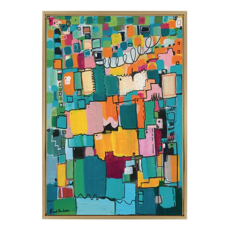 Kate and Laurel Sylvie Afternoon Delight Framed Canvas by Leah Nadeau - 23x33 - Plastic - Gold