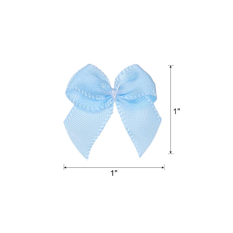 Mini Ribbon Bow 1" Mini Fabric Satin Ribbon Flower Bows for Craft DIY - Blue - 200Pcs