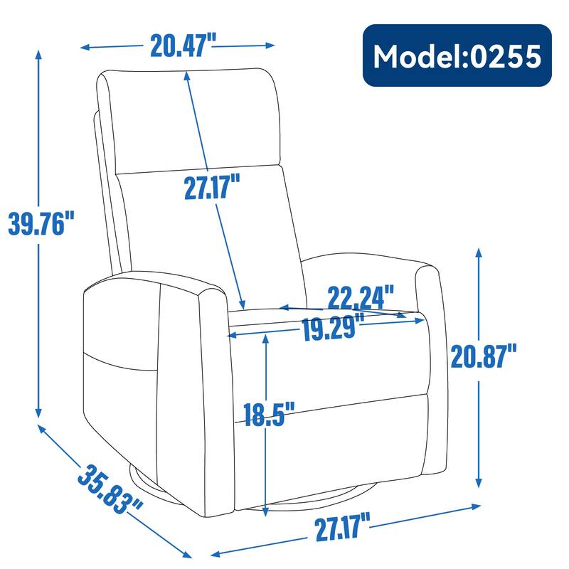 8 Point Vibration 360° Swivel Massage Chair, Adjustable Backrest Manual Recliner Chair with Massage and Lumbar Heating