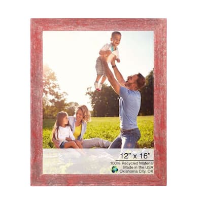 12" x 16" Rustic Farmhouse Red Wood Frame