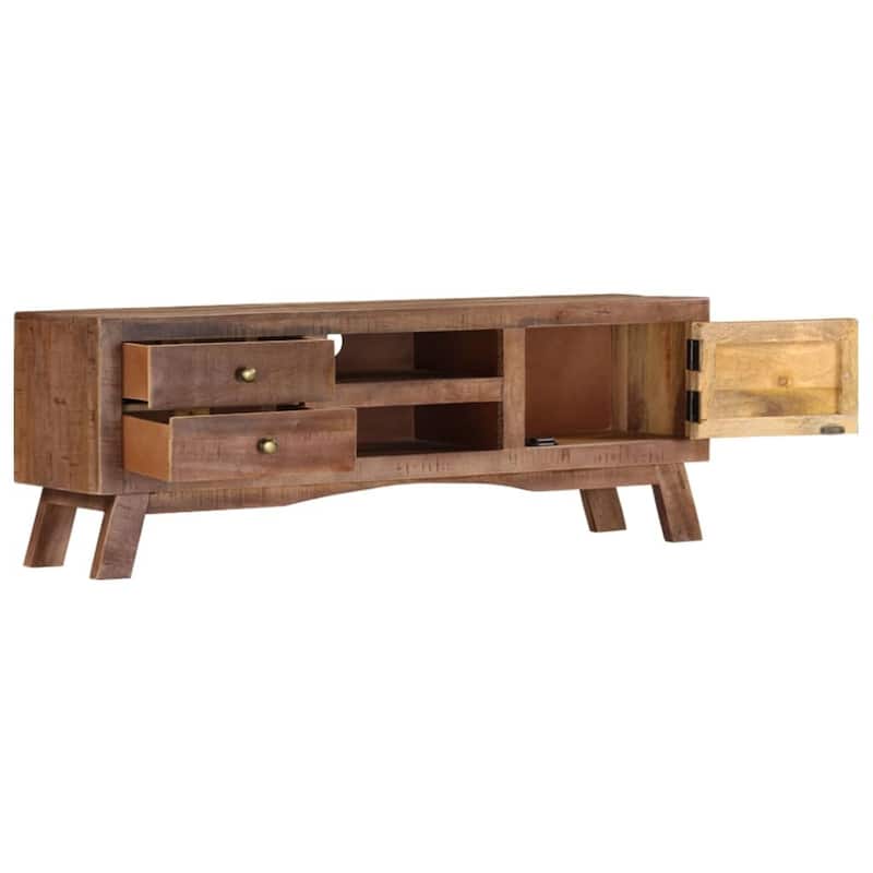 vidaXL TV Stand 43.3"x11.8"x15.7" Rough Mango Wood - 43.3" x 11.8" x 15.7"