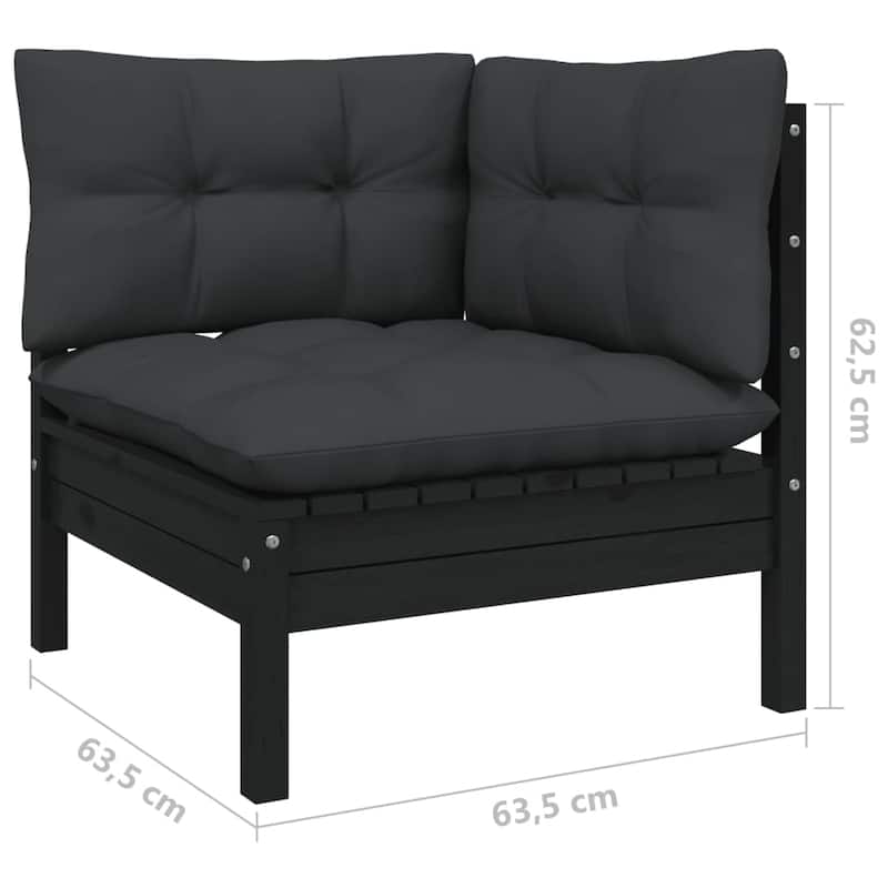 vidaXL Solid Wood Pine Patio Lounge Set 3 Piece with Cushions Multi Colors - 25" x 25" x 24.6"