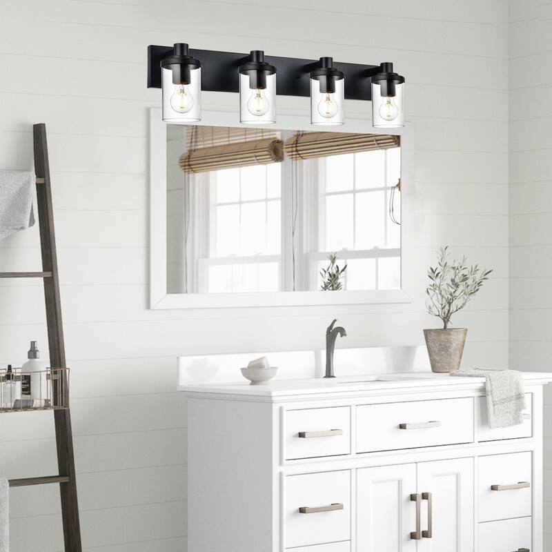 4-Light Vintage Bathroom Vanity Light with Clear Glass Shades