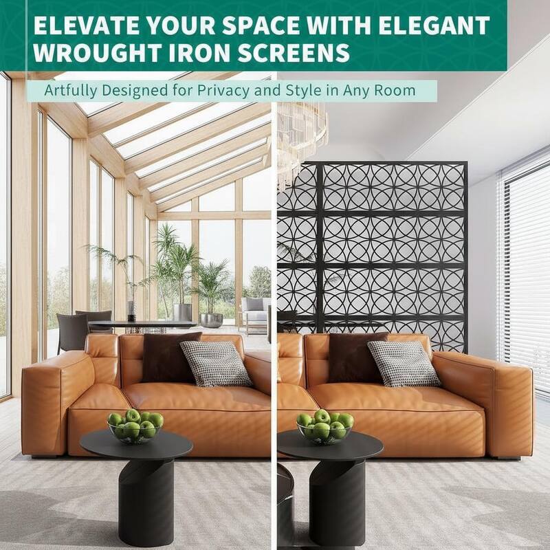 70" H Decorative Metal Garden Fences, Rust-Proof Scroll Design