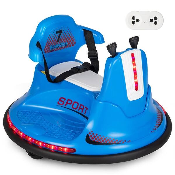 slide 2 of 8, 6V Bumper Car for Kids Toddlers Electric Ride On Car Vehicle with 360° Spin - 26" x 26" x 18.7" (L x W x H) Blue