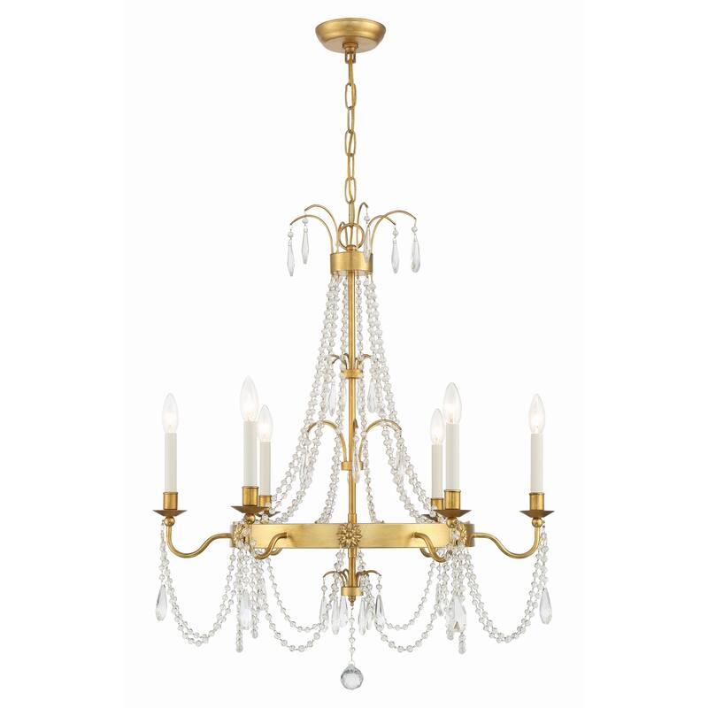 Maizey 6 Light Antique Gold Chandelier - 28"W x 33.5"H x 28"D