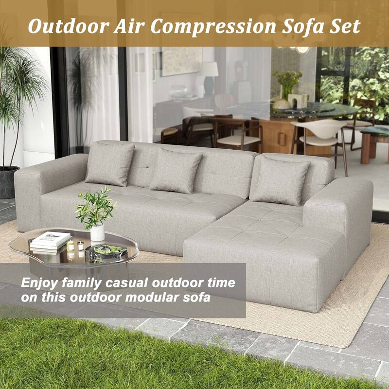 Casual Outdoor Oversized Sectional Sofa Loveseat Chaise Set