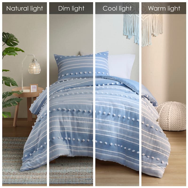 Intelligent Design Cillian Striped Clipped Jacquard Comforter Set