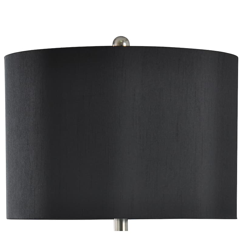 StyleCraft Niki White Mercury Glass Table Lamp - Black Silk Shade - On ...
