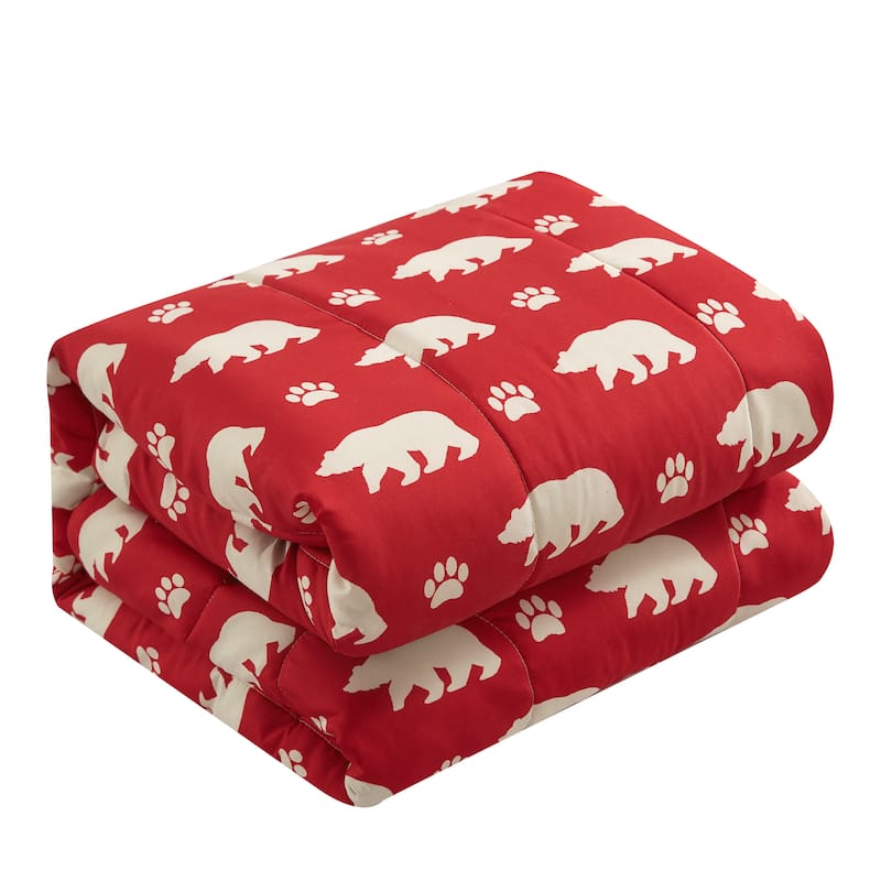 Dearfoams 4pc Mama Bear Comforter with Throw and 2 Eye Masks Set
