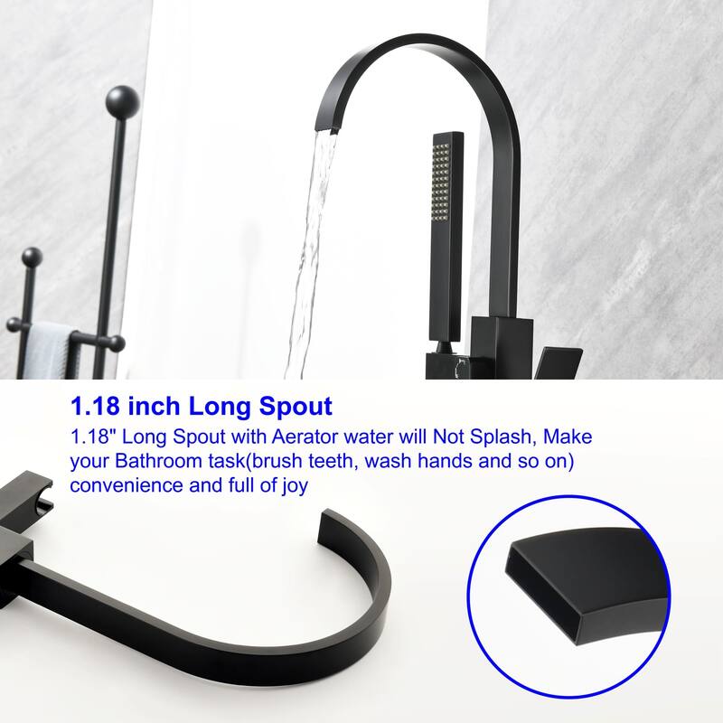 Freestanding Tub Faucet With Hand Sprayer Floor Mount Roman Bathtub Faucet Modern Waterfall Tub Filler Trim With Handheld Showe