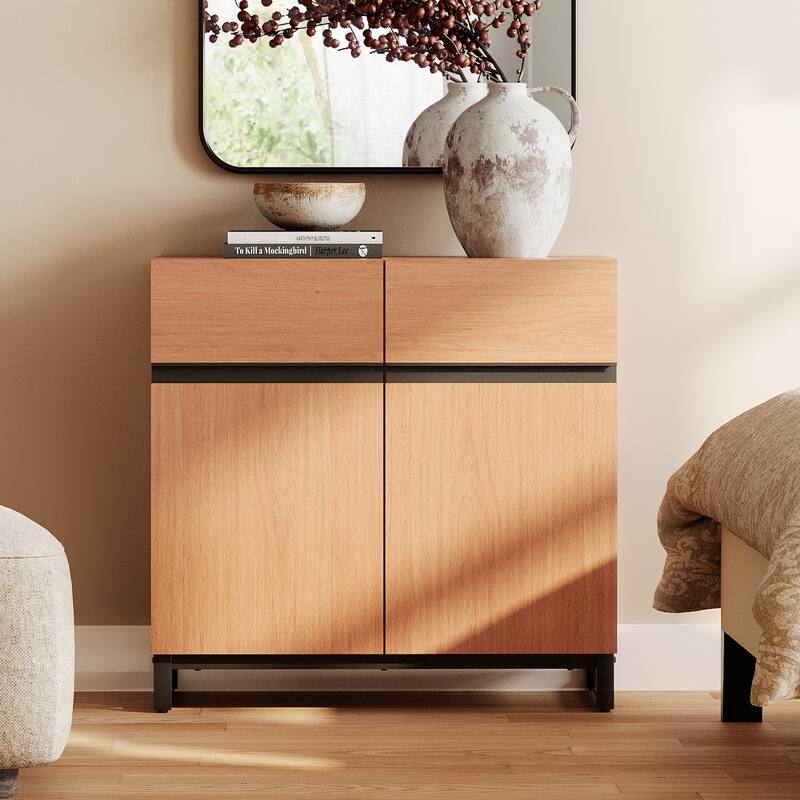 WAMPAT Modern TV Stand with Storage Cabinets for Living Room,Bedroom,Brown