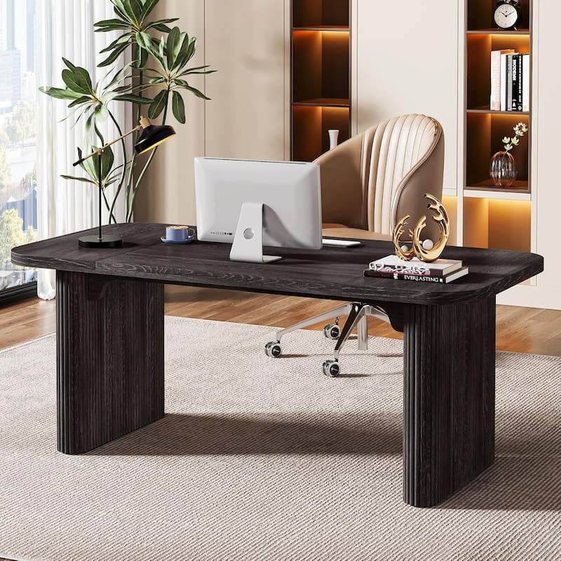 62-Inch Wood Rectangular Executive Desk Large Modern Conference Table for Home Office Boardroom