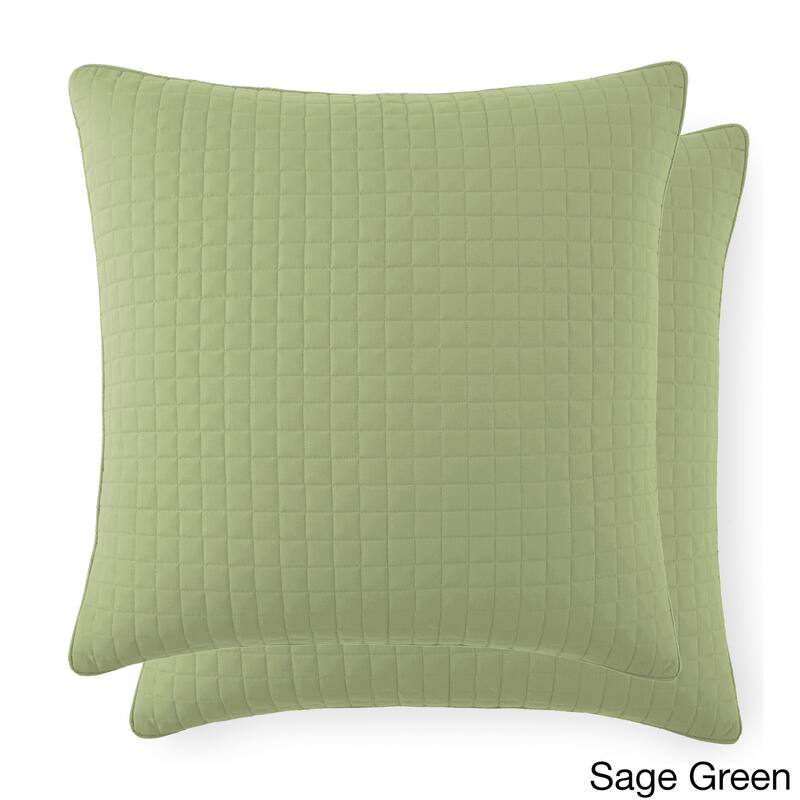 Beautiful Square Stitched Quilted Shams Covers (Set of 2) by Southshore Fine Linens - 20 x 36 - Green