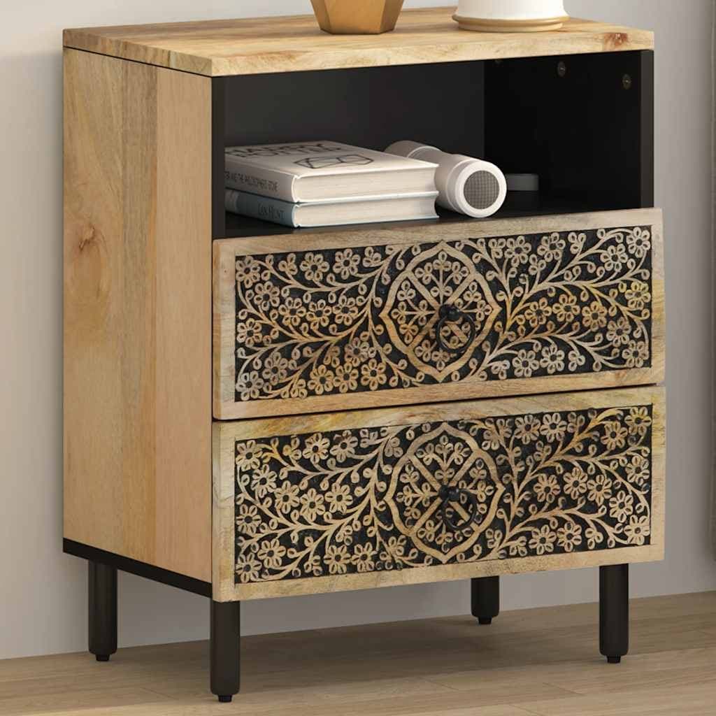 vidaXL Bedside Cabinet Mango wood with iron accents - 13.0 x 19.7 x 23.6 in