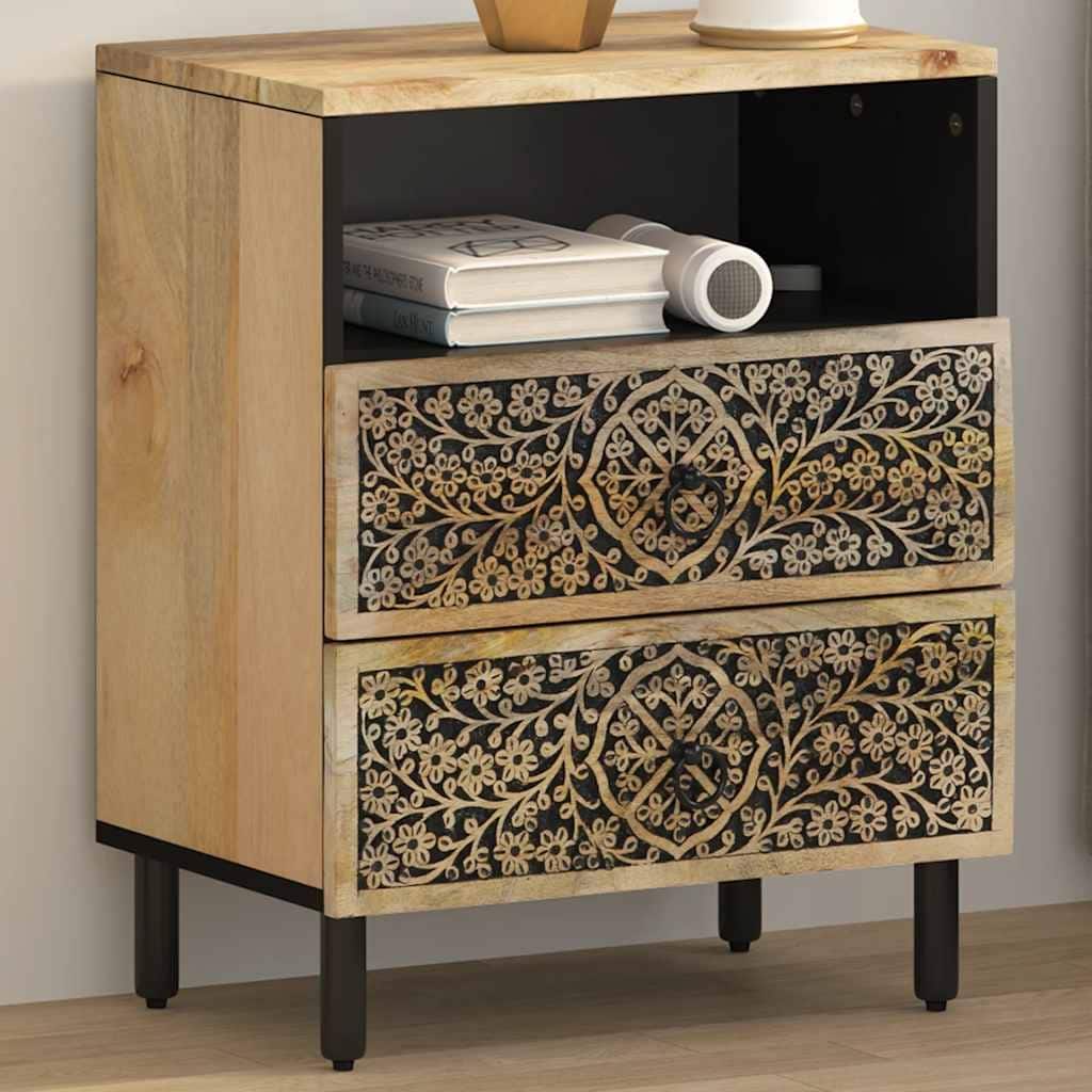 vidaXL Bedside Cabinet Mango wood with iron accents - 13.0 x 19.7 x 23.6 in