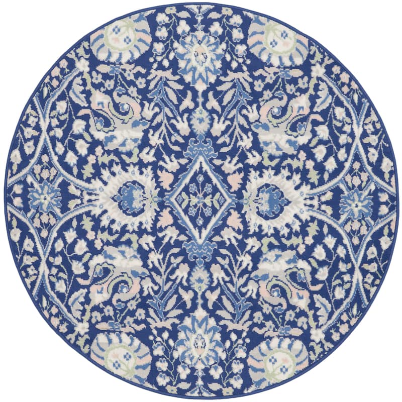Nourison Whimsicle Modern Persian Floral Navy Ivory Area Rug