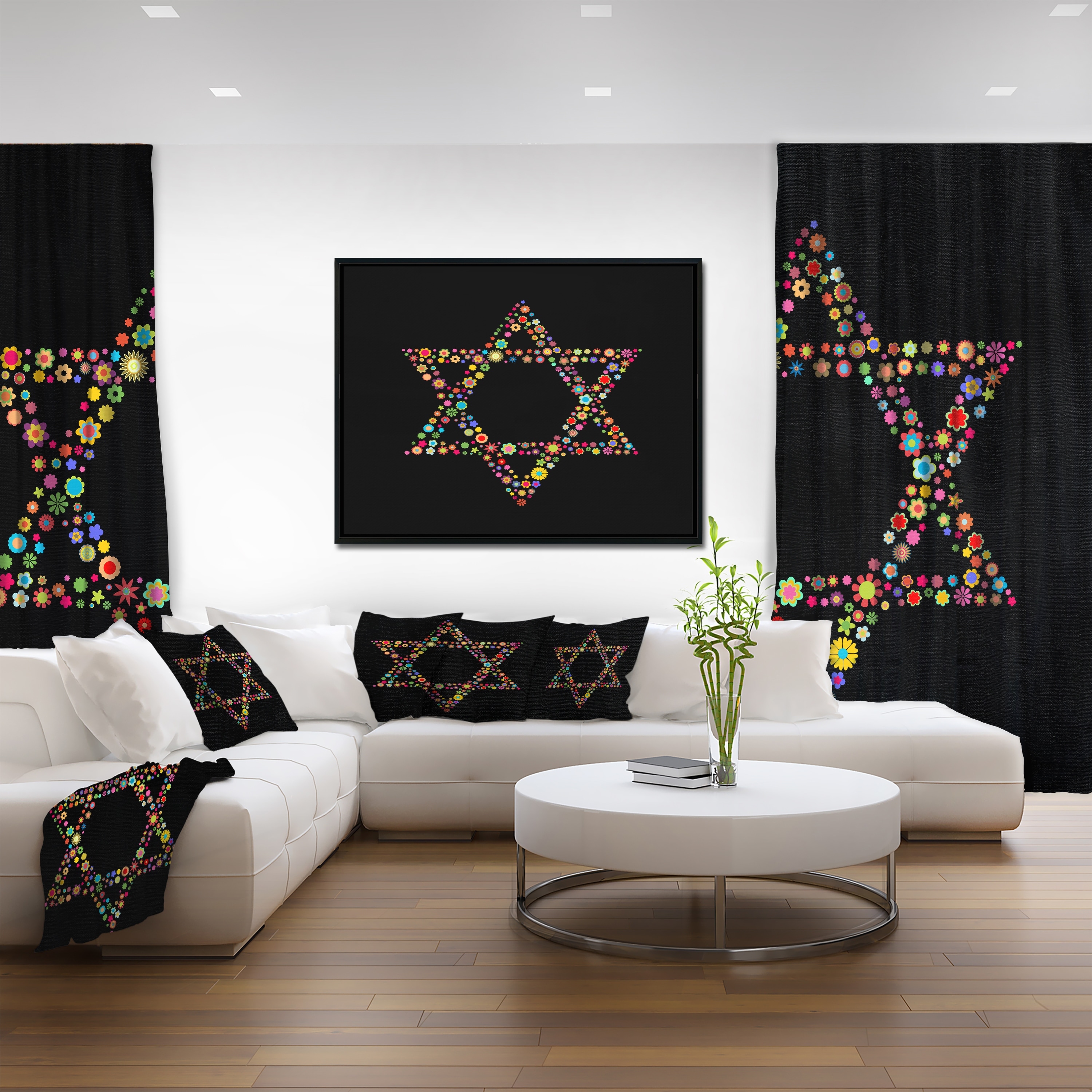 Shop Designart Star Of David Shape Abstract Framed Canvas Art Print On Sale Overstock 18952877