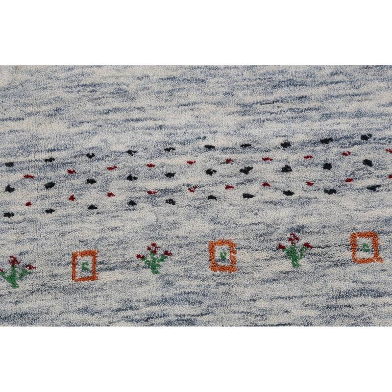 Hand Knotted Oriental 100% Wool Carpet Tribal Animal Pictorial Beige & Ivories Gabbeh Area Rug - 6' 9'' X 5' 2''