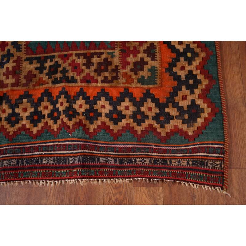 Flatweave Vegetable Dye Kilim Qashqai Persian Antique Runner Rug - 4'7"x 15'11"