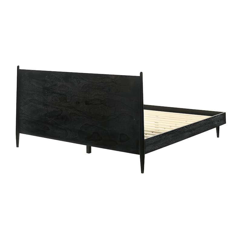 Artemio Black or Walnut Wood 3 Piece Bedroom Set with Grey Upholstered Headboard