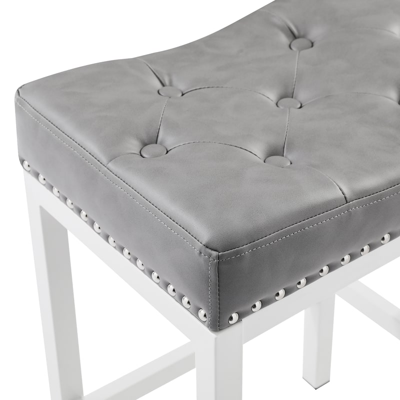 Backless Cushioned Faux Leather Bar Stools Counter Height Stools with Metal Frame - 24" H