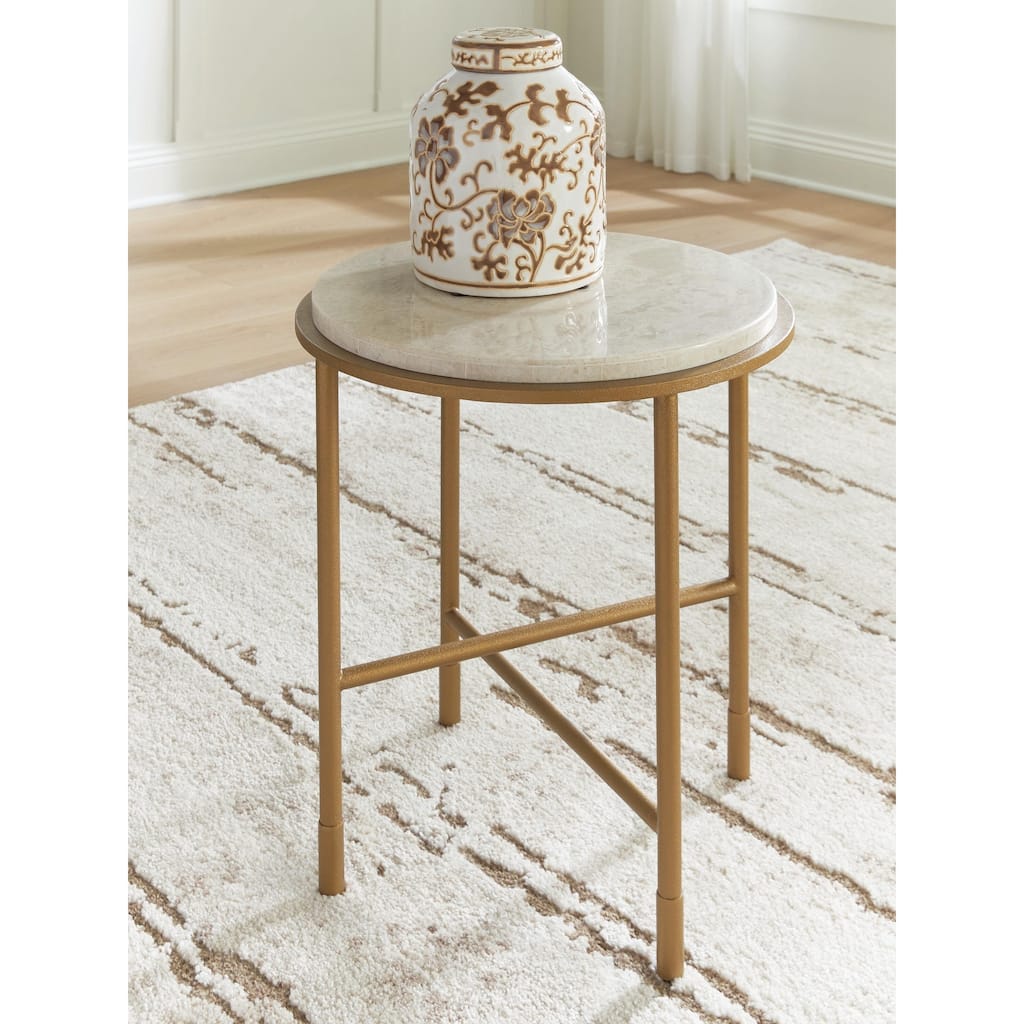 Signature Design by Ashley Alben Antique Gold/Ivory End Table - 21"W x 21"D x 23"H