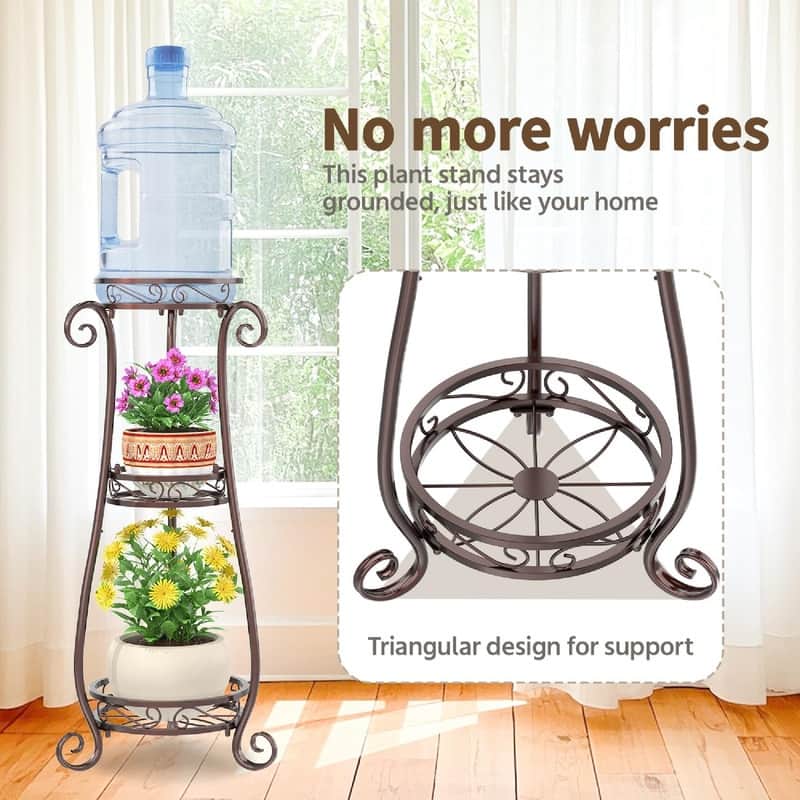 3 Tier Black Metal Plant Stand - 14"D x 14"W x 34"H