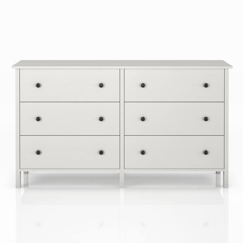 DH BASIC Transitional 53-inch Wide 6-Drawer Neutral Youth Dresser by Denhour