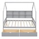 preview thumbnail 17 of 22, Full Size Wooden House Bed with Roof, Storage Drawers, and Shelf, Kids Play Bed