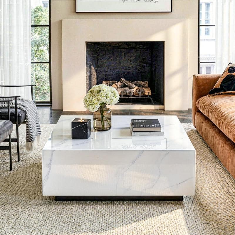 Faux Marble Square Coffee Table